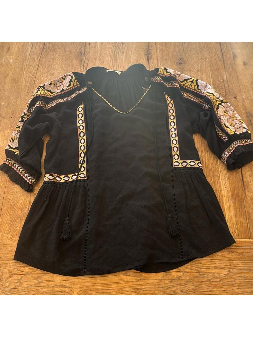 Hummingbird Bohemian Hippie Flowing Shirt Vintage Size M
